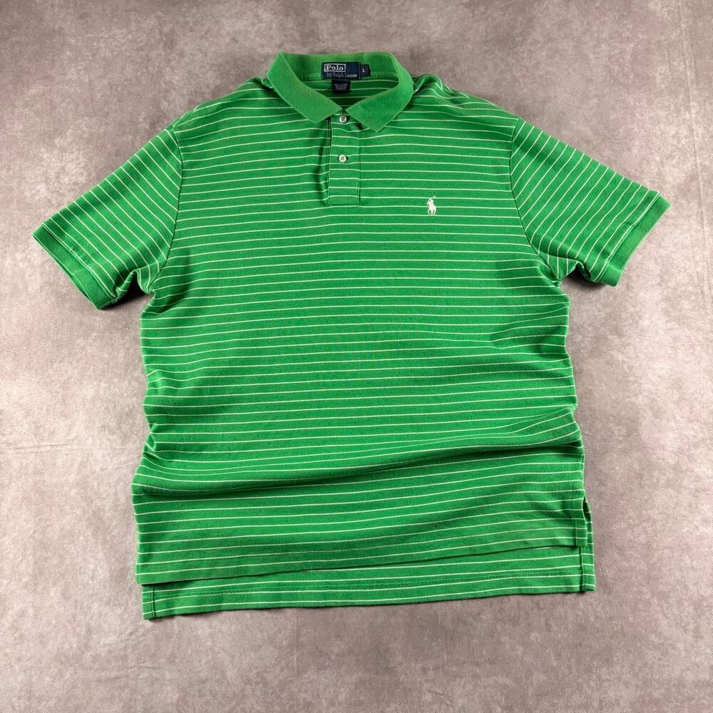 polo ralph lauren striped green short sleeve polo